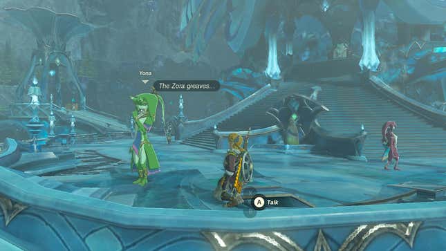 Link stands in front of Yona.