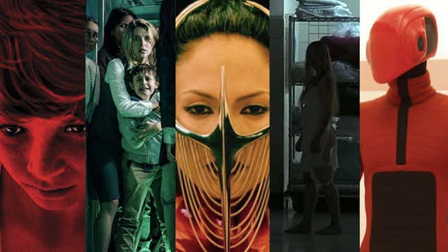 Images spliced together from Goodnight Mommy, Blood Red Sky, The Cell, Gothika, and Beyond the Black Rainbow.