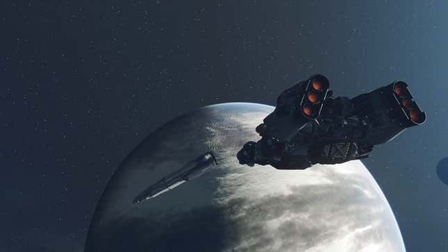 The player's ship encounters the ECS Constant in orbit.