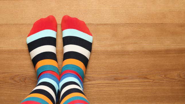 feet in striped socks