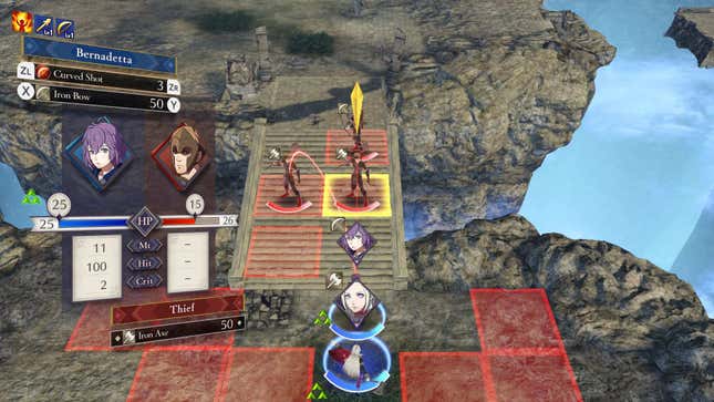 Schoolchildren aim ferocious magical spells at bandits other in combat to the death in Fire Emblem Three Houses.