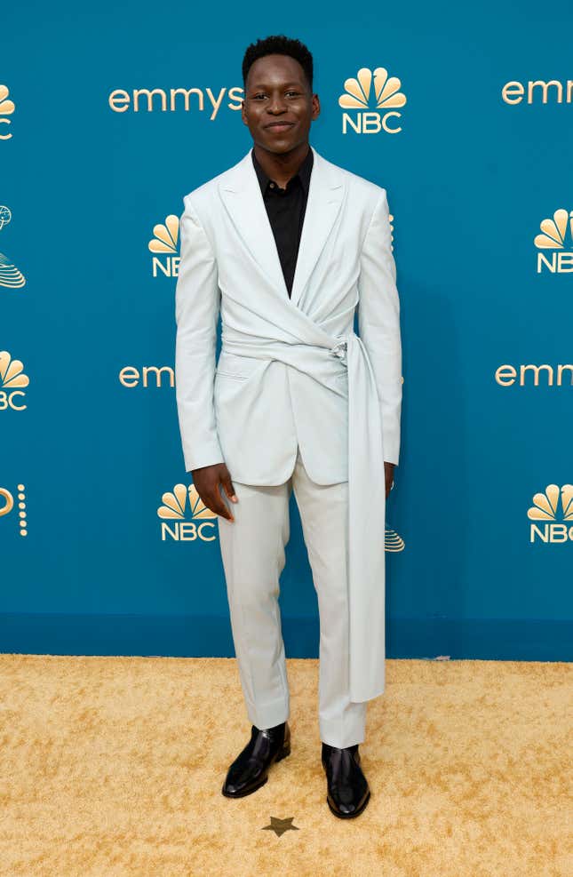 Image for article titled 2022 Emmys Red Carpet: a &#39;Kick Me&#39; Sign, Women in Suits, and Cut-Outs Galore