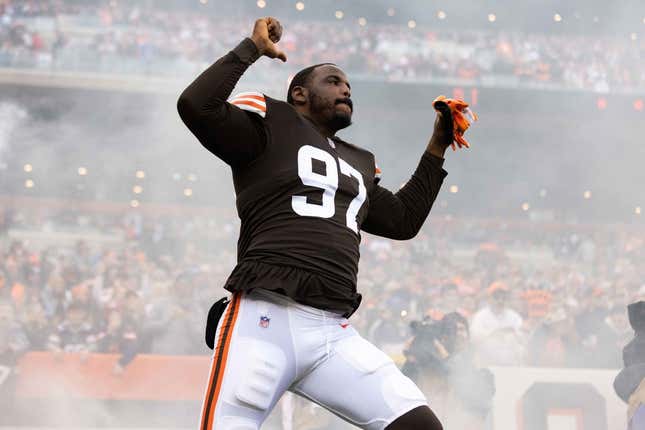 Oct 17, 2021; Cleveland, OH, USA; Cleveland Browns defensive tackle Malik Jackson (97) enters the field before the game against the Arizona Cardinals at FirstEnergy Stadium.