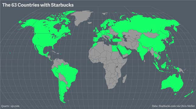 Image for article titled A cartographic guide to Starbucks’ global domination