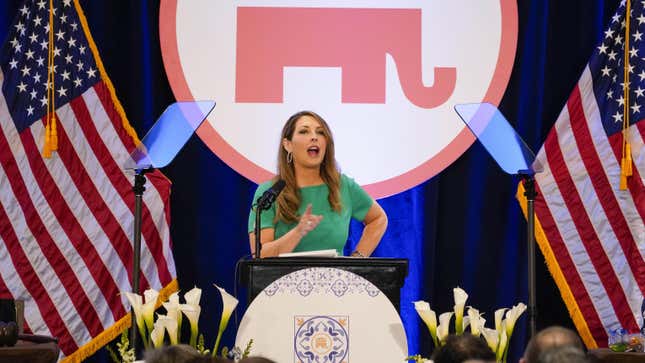 Ronna McDaniel, chairwoman of the Republican National Committee, speaks during the Republican National Committee winter meeting in Dana Point, California, US, on Friday, Jan. 27, 2023.