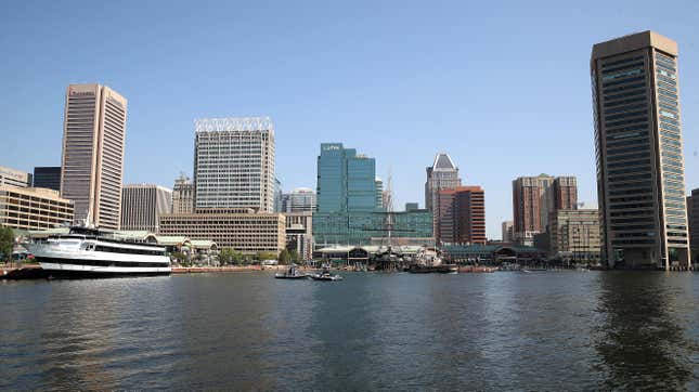 Police boats patrol the inner harbor on July 30, 2019 in Baltimore, Maryland. 