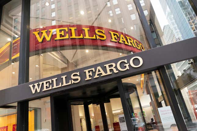 A Wells Fargo office is shown, Wednesday, Jan. 13, 2021 in New York. Federal prosecutors are looking into whether the bank discriminates on the basis of race in its hiring practices. 
