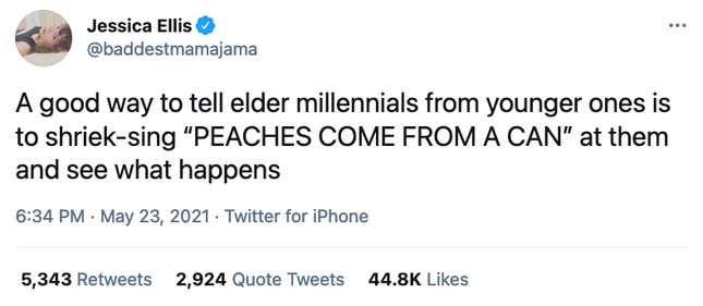 Jessica Ellis’ “Peaches” Tweet