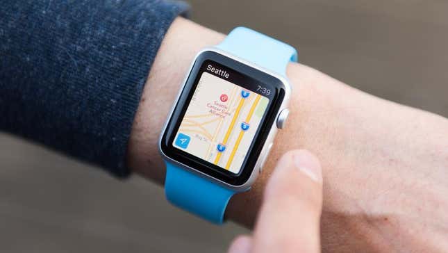 The Maps app on an Apple Watch