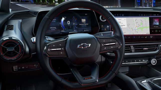 Image of Equinox EV interior and steering wheel