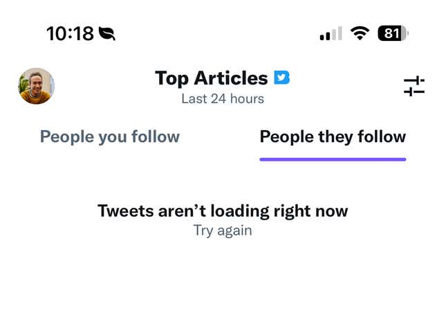 Image for article titled A running list of all the things that aren't working on Twitter anymore