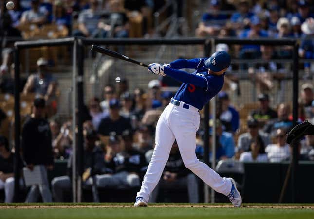 Mar 5, 2023; Phoenix, Arizona, USA; Los Angeles Dodgers first baseman Freddie Freeman against the Chicago White Sox during a spring training game at Camelback Ranch-Glendale.