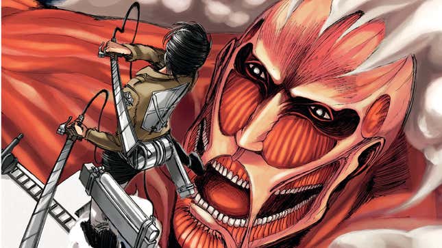 A close-up of the first volume features a Titan moving in.