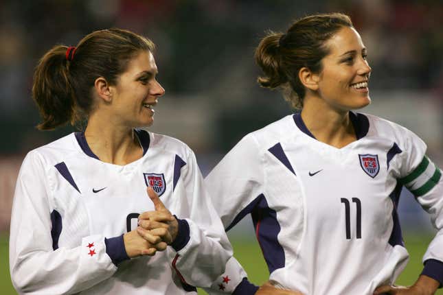 Mia Hamm, left, and Julie Foudy have gone from starring on the pitch to investing in women’s sports at the ownership level.