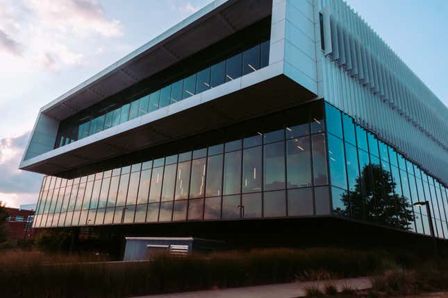The exterior of Hunt Library