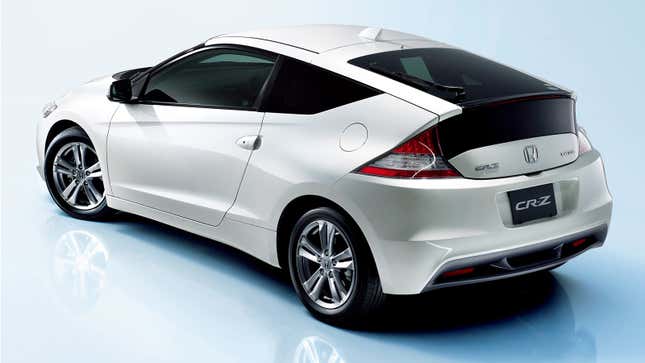 Promotional image of the rear quarter of a white Honda CR-Z.