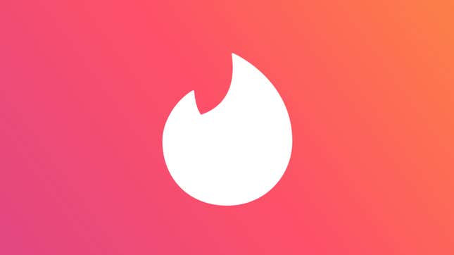 A photo of the Tinder logo on a gradiant background