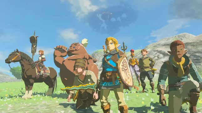 Link and his comrades prepare to face Tears of the Kingdom's tutorial. 