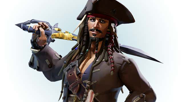 Captain Jack Sparrow as he appears in Sea of Thieves