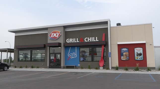 Example of a DQ Grill &amp; Chill restaurant design, complete with big red selfie spoon