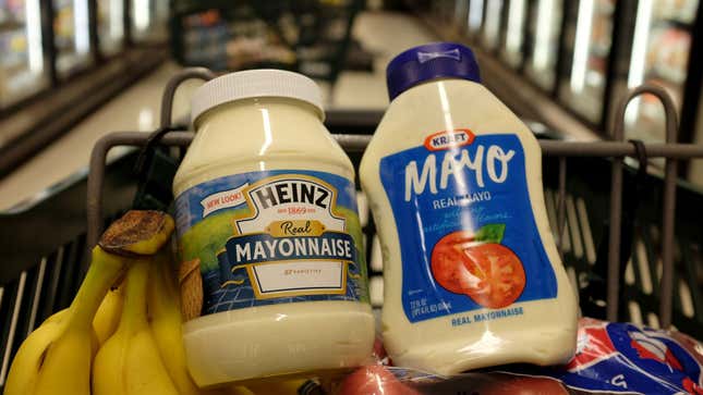 Two jars of mayonnaise in a shopping cart