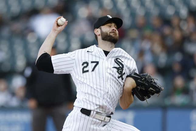 Chicago White Sox starting pitcher Lucas Giolito delivers a pitch