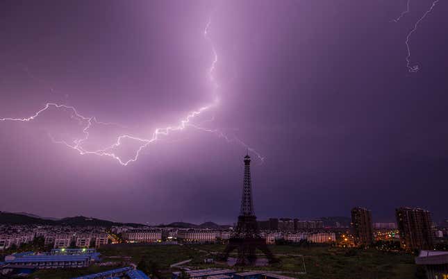 The Eiffel Tower in Tianducheng in Jiangsu province.