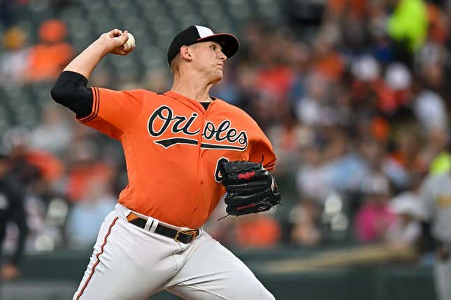 May 13, 2023; Baltimore, Maryland, USA; Baltimore Orioles starting pitcher Tyler Wells (68) throws a pitch in the first inning against the Pittsburgh Pirates at Oriole Park at Camden Yards.