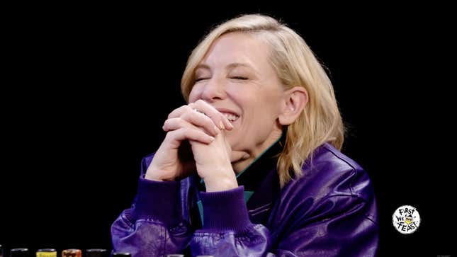 Cate Blanchett praying for mercy before ruining her taste beds, presumably.