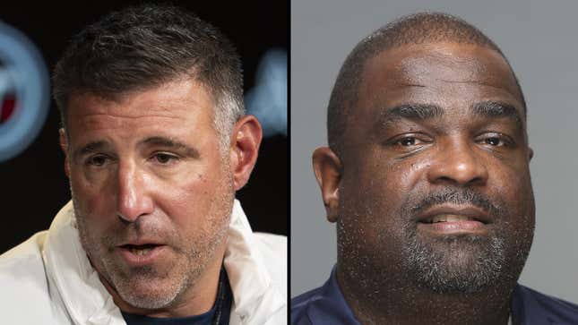 Titans Head Coach Mike Vrabel (left) and defensive line coach Terrell Williams (right), who will take the lead for Tennessee’s next preseason contest on Saturday.