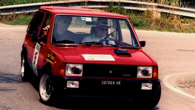 A photo of a red Innocenti Turbo. 