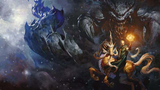Cover art from Monster of the Multiverse shows a man riding a dragon against a cosmic backdrop.