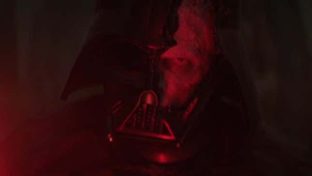 Darth Vader with half his helmet gone.