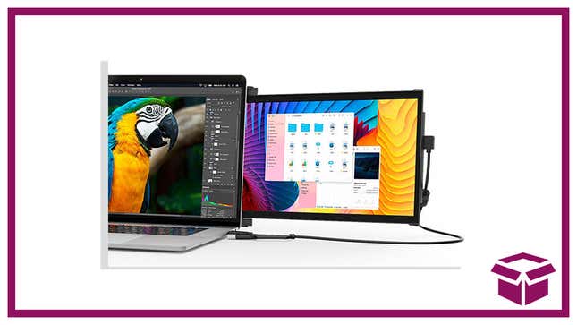 This dual-screen monitor doubles the screen size of your laptop. 