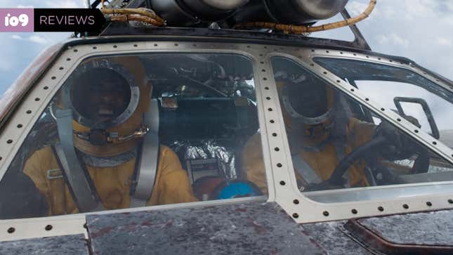 F9's Tej (Chris ‘Ludacris’ Bridges) and Roman (Tyrese Gibson) are wearing what look like space scuba suits and strapped in a car attached to a rocket.