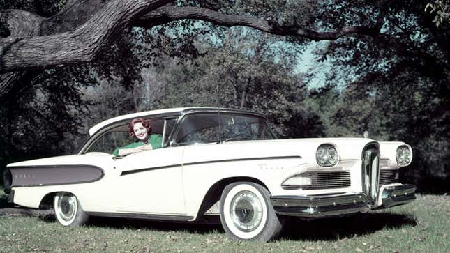 An image of a white Edsel Pacer coupe. 