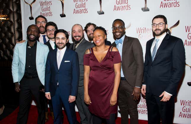 Writers and crew of ‘The Daily Show’ attend the 69th Annual Writers Guild Awards New York ceremony at Edison Ballroom on February 19, 2017 in New York City