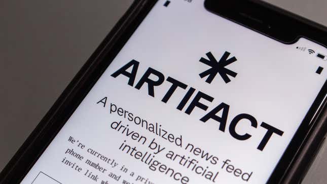 Stock photo of Artifact website on iPhone