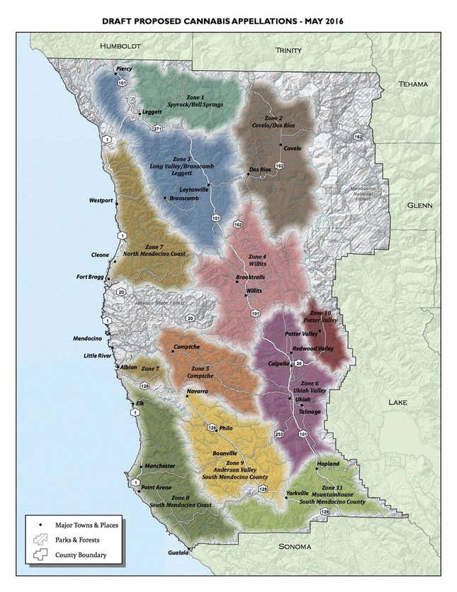 Cannabis appellations map