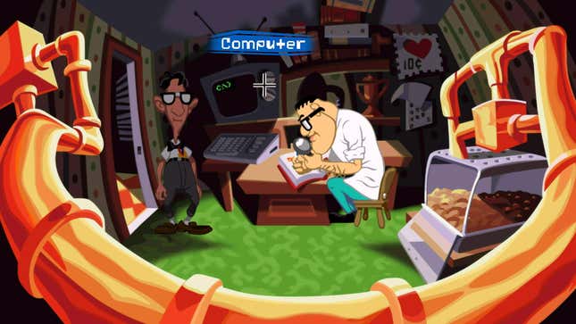 In Weird Ed's bedroom in Day of the Tentacle, as Ed studies stamps.