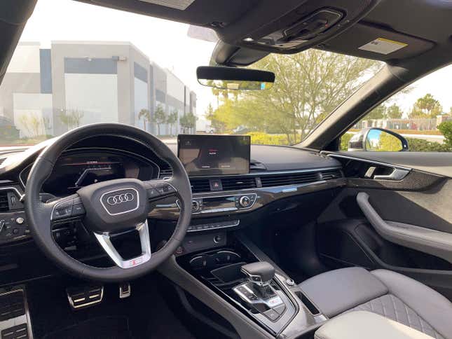 The gray and black interior of the 2022 Audi S4