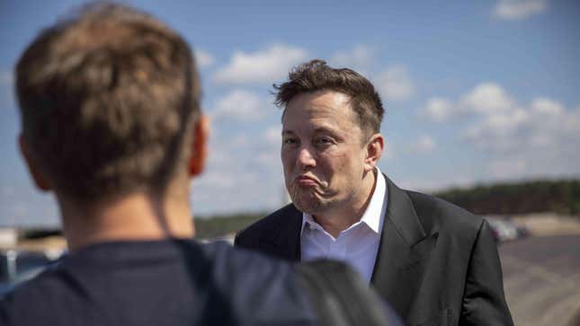 Elon Musk frowns deeply. 