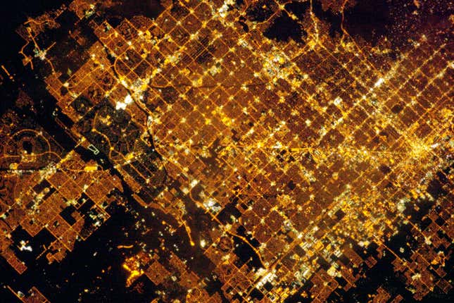 Image for article titled Can you recognize the world’s most famous cities from space?