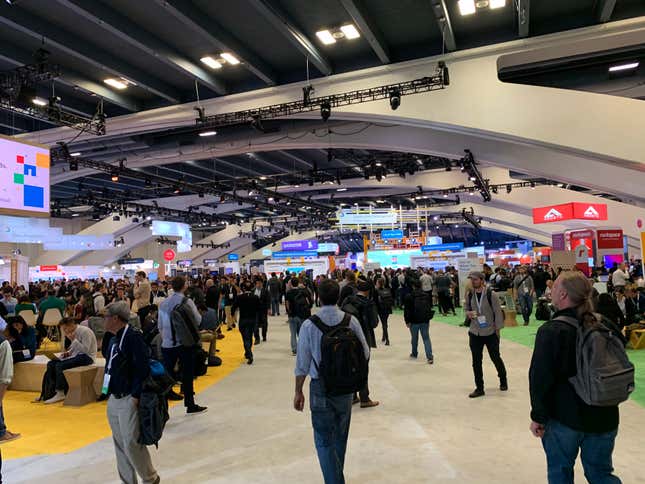 Developers roam the Cloud show floor.