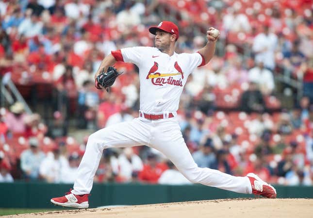 Apr 15, 2023; St. Louis, Missouri, USA; St. Louis Cardinals starting pitcher Steven Matz (32) delivers the pitch in the first inning at Busch Stadium.