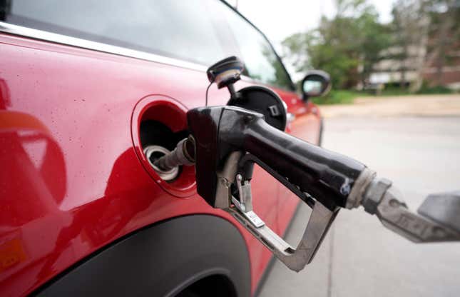 A motorist fills up the tank of a vehicle at a Shell station Wednesday, July 5, 2023, in Englewood, Colo. On Wednesday, the Labor Department issues its consumer prices report for August. (AP Photo/David Zalubowski)