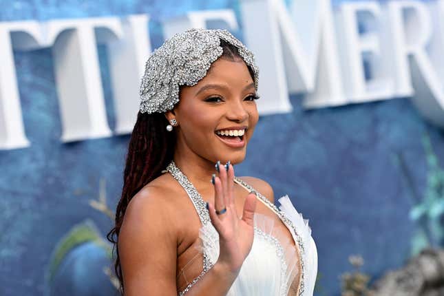  Halle Bailey attends the UK Premiere of Disney’s “The Little Mermaid” on May 15, 2023 in London, England.