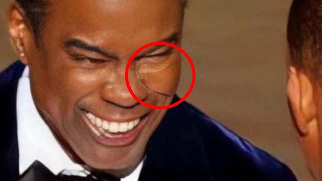 Image for article titled No, Chris Rock Wasn't Wearing a Pad on His Cheek When Will Smith Slapped Him
