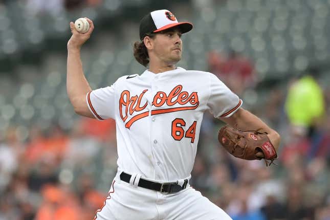This is a 2023 photo of starting pitcher Dean Kremer of the Orioles  baseball team. This image reflects the Orioles active roster as of  Thursday, Feb. 23, 2023, in Sarasota, Fla., when