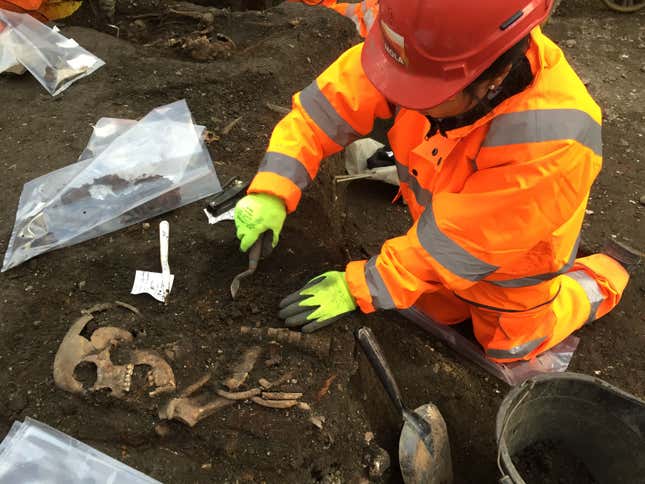 Archeologist at Bedlam burial ground.
